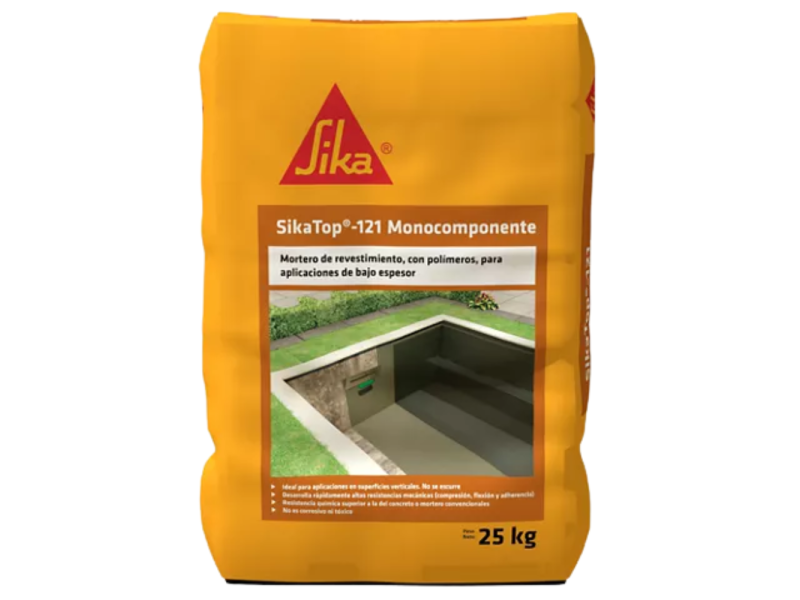 SikaTop 121 Monocomponente Mortero acrílico impermeable base cemento monocomponente para reparación de bajo espesor